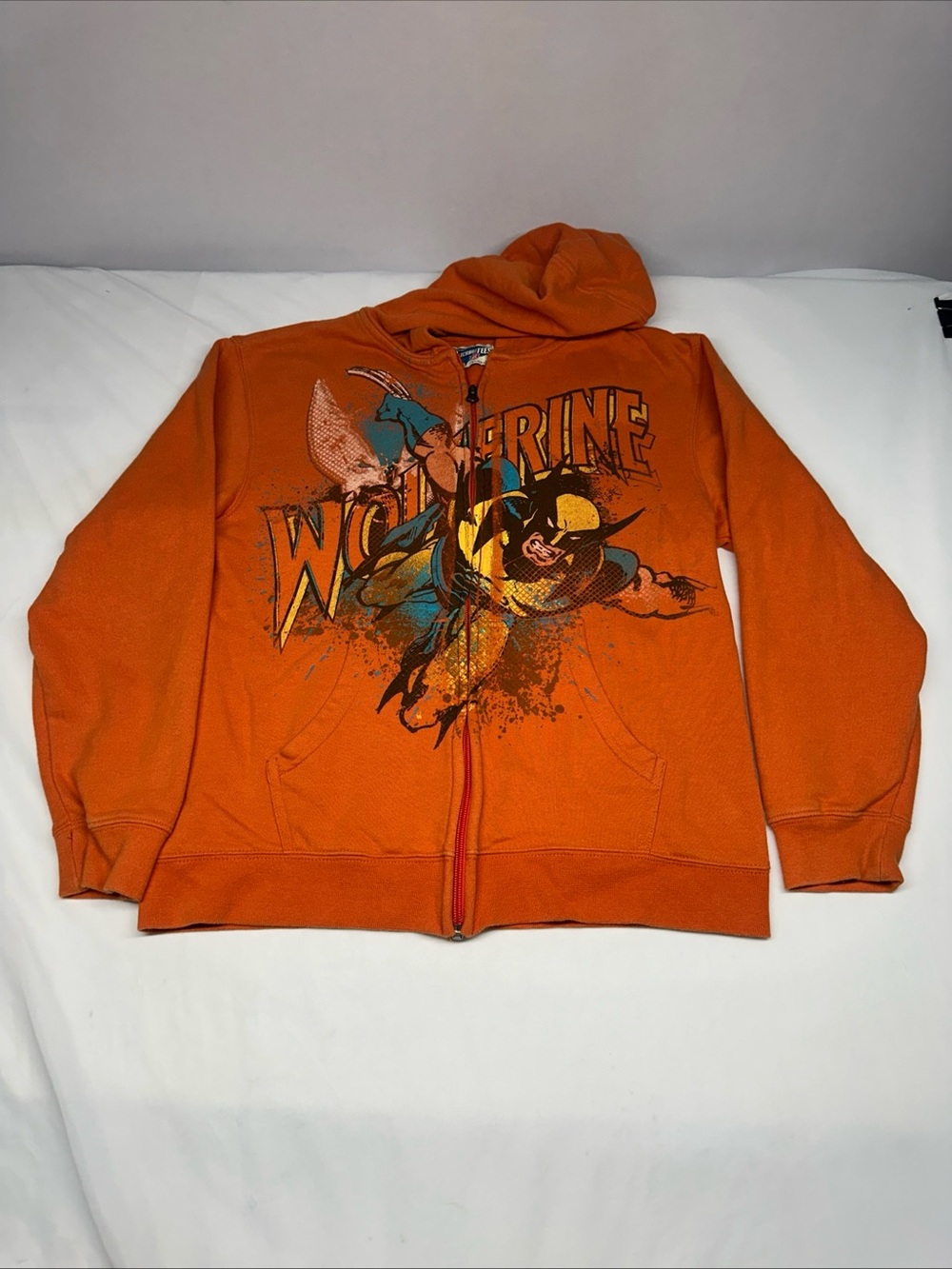Y2K Wolverine Orange Zip-Up Hoodie Sweatshirt